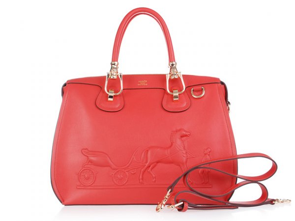 Hermes 2013 Horse Draw Carriage Embossed Red Gold